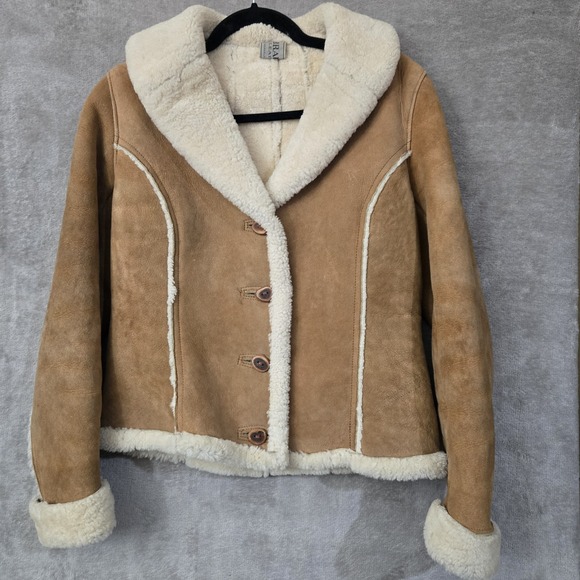 braums Jackets & Blazers - Vintage Suede Shearling Leather Coat Women Small Tan Y2K 70s Hippie Boho Neutral